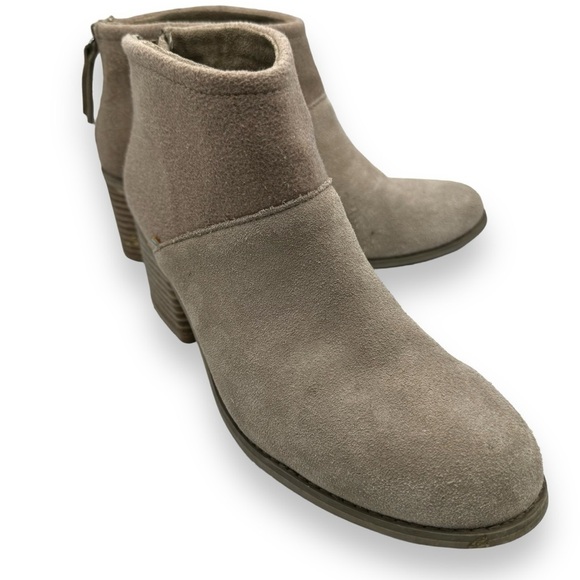 TOMS Lacey Suede Felt Ankle Booties, Desert Sand, Size 8.5 - Picture 2 of 11